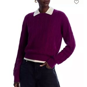 Women's Purple Cable Knit Sweater